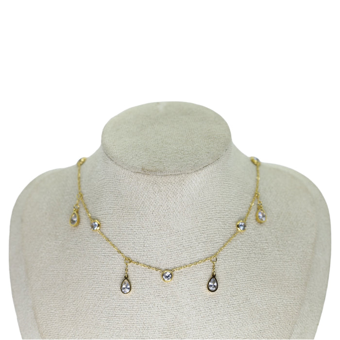 Collier princesse en or Pendentifs gouttes en zirconium - Acier Inoxydable ✨