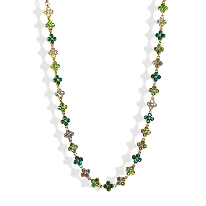 Collier tennis trèfle en acier inoxydable – trio vert ✨