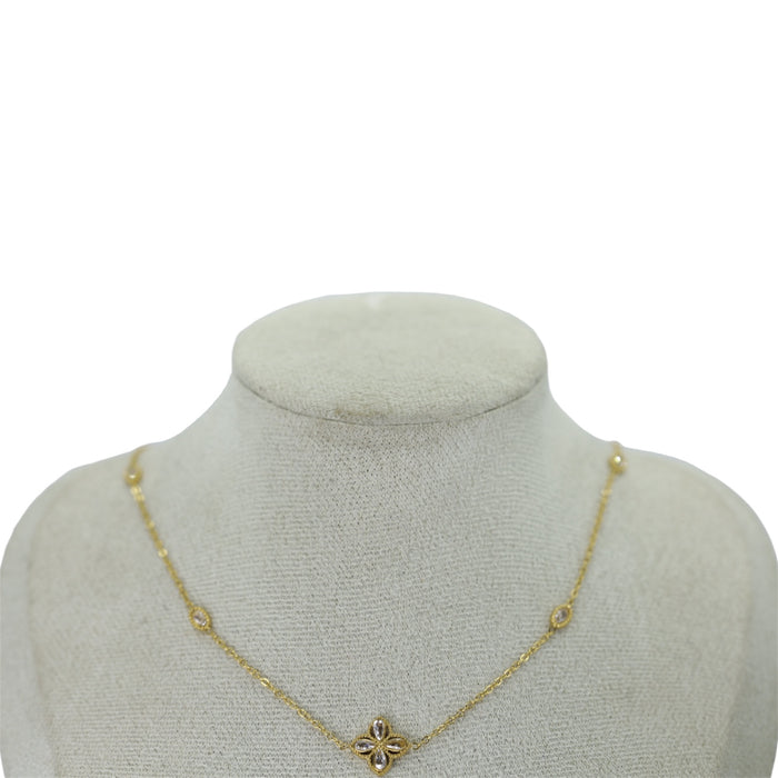 Collier Or Trèfle en Zirconium - Acier Inoxydable ✨