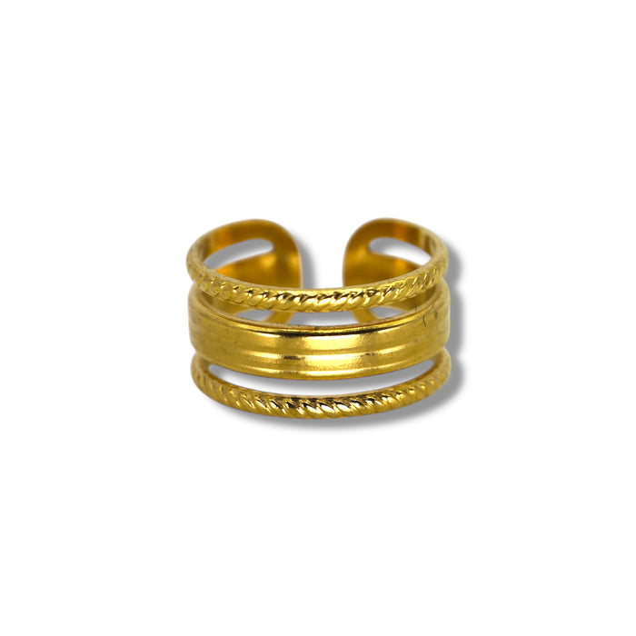 Bague dorée ajustable en acier inoxydable ✨