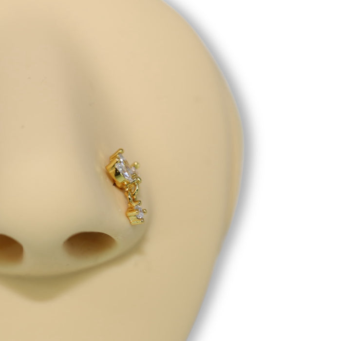 Piercing Nez Fleur Cristal doré – Acier Inoxydable ✨