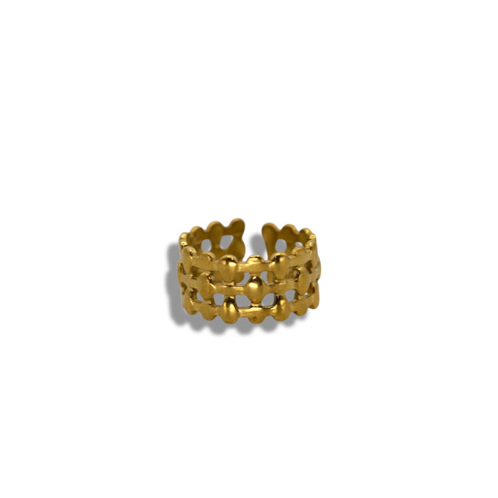 Bague dorée ajustable en acier inoxydable ✨