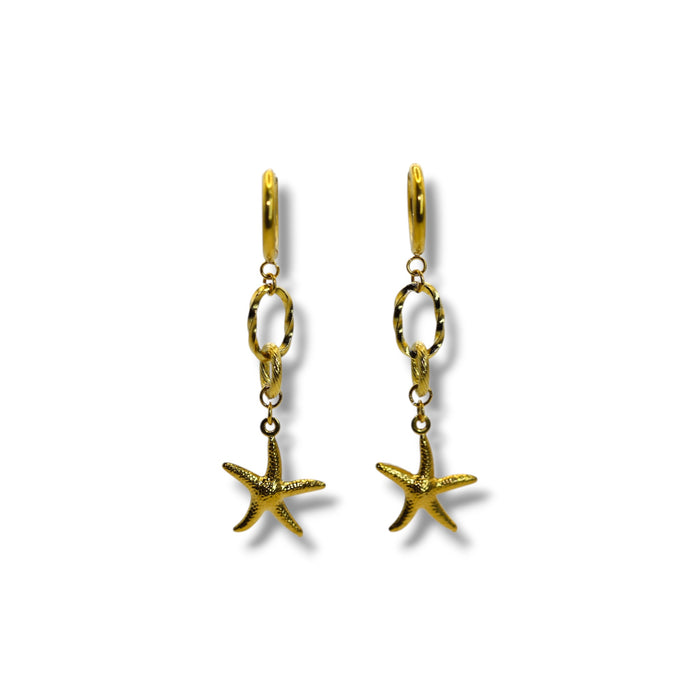 Boucles d’oreilles créoles dorées – Étoiles de mer ✨