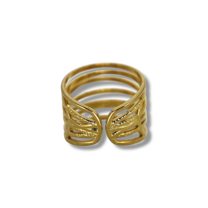 Bague dorée ajustable en acier inoxydable ✨