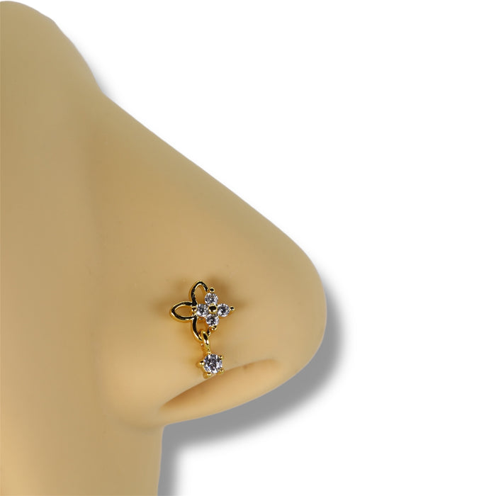 Piercing nez doré avec petit pendentif mobile - Acier Inoxydable ✨