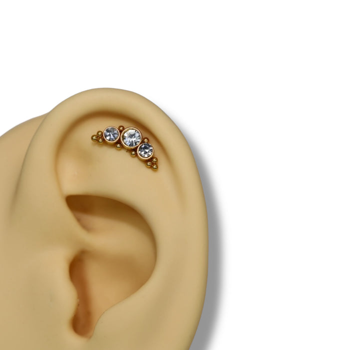 Piercing Éclat Trio Argent - Acier Inoxydable ✨