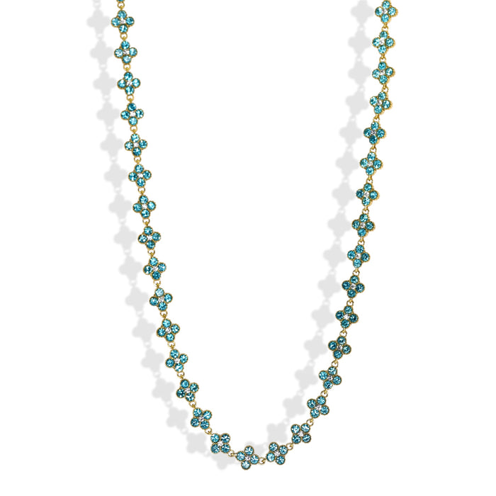 Collier tennis trèfle en acier inoxydable – pierre bleu ✨
