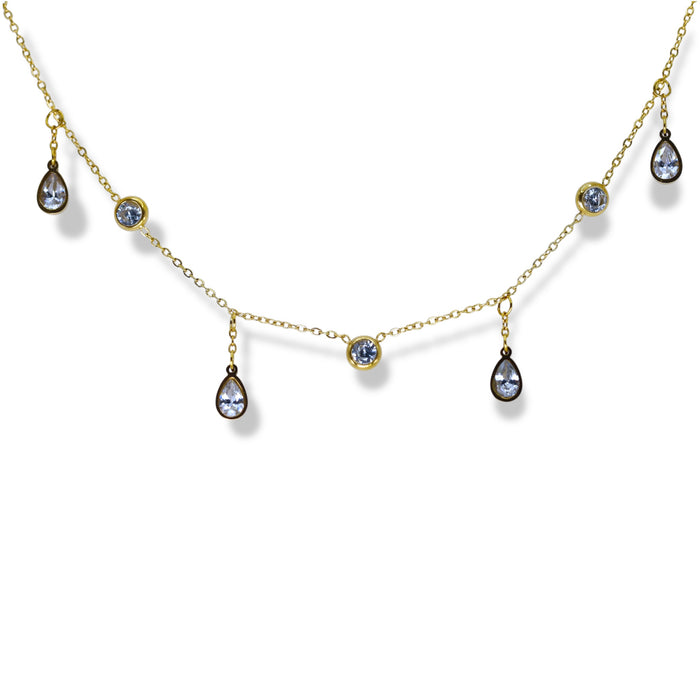 Collier princesse en or Pendentifs gouttes en zirconium - Acier Inoxydable ✨