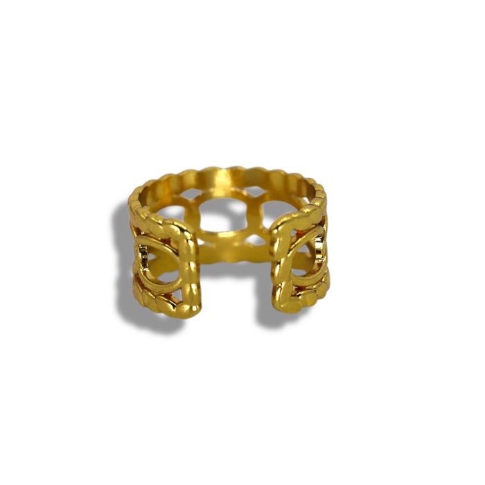 Bague dorée ajustable en acier inoxydable ✨