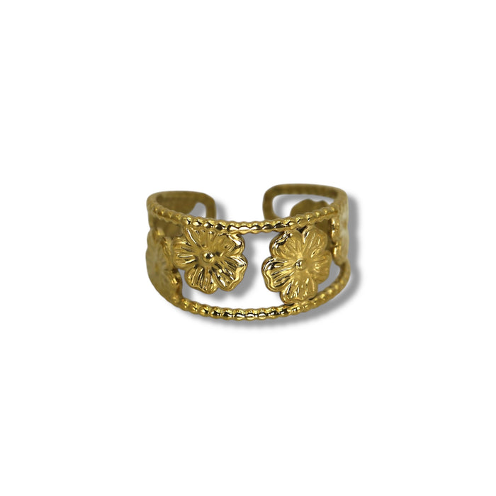 Bague dorée ajustable en acier inoxydable ✨