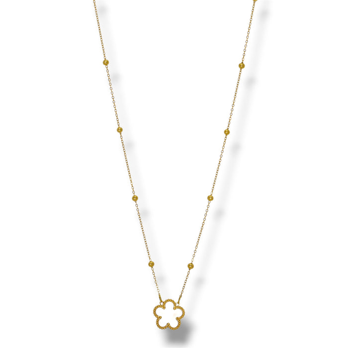 Collier pendentif trèfle nacré blanc - Acier Inoxydable ✨