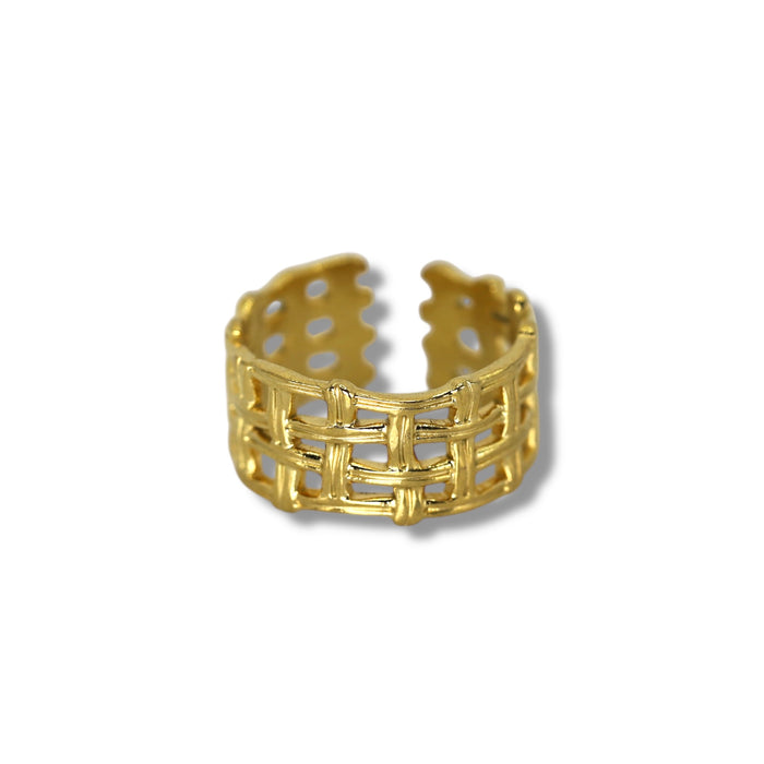 Bague dorée ajustable en acier inoxydable ✨