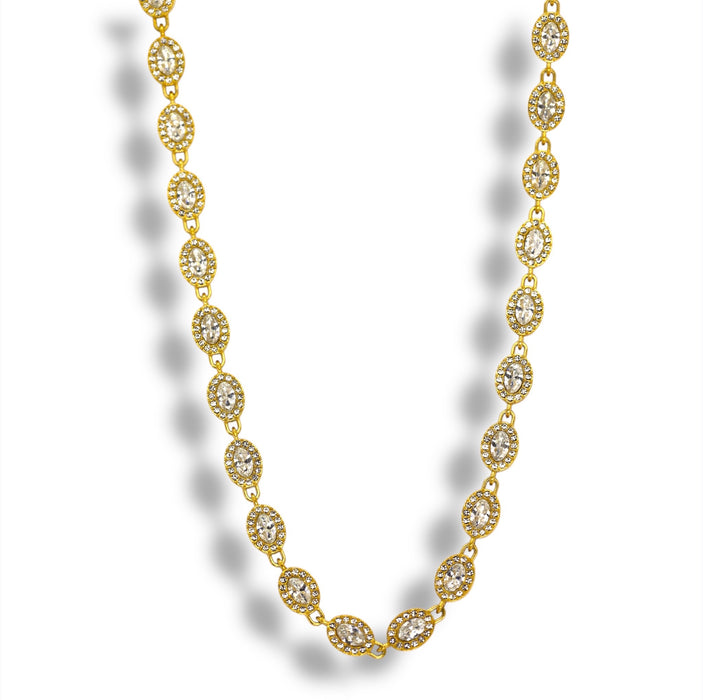Collier Tennis Princesse Pierres Ovales - Acier Inoxydable