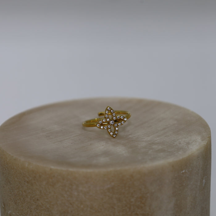 Bague dorée ajustable avec pierres en zirconium en acier inoxydable ✨