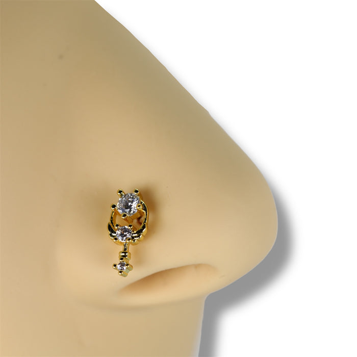 Piercing nez doré avec petit pendentif fix- Acier Inoxydable ✨