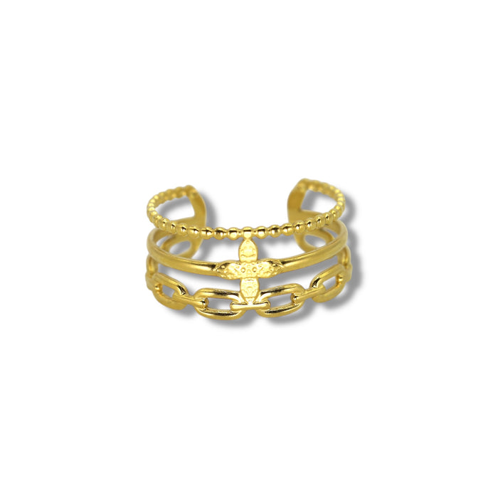 Bague dorée ajustable en acier inoxydable ✨