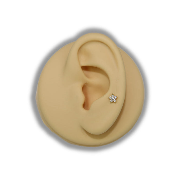 Piercing Fleur Strass – Acier Inoxydable ✨