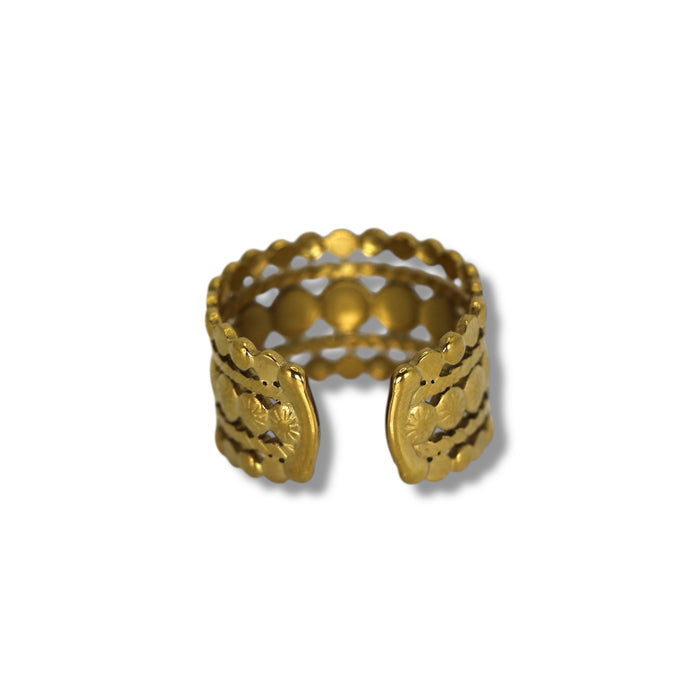 Bague dorée ajustable en acier inoxydable ✨