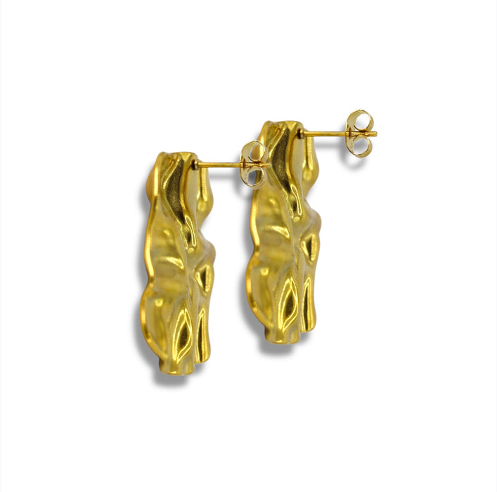 Boucles d’oreilles dorées Effet froissé - Acier Inoxydable ✨