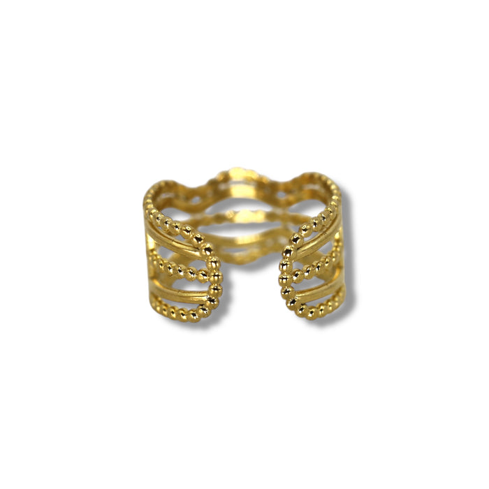 Bague dorée ajustable en acier inoxydable ✨