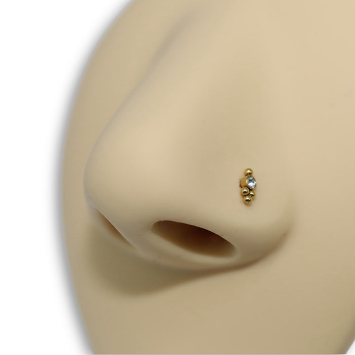 Piercing Nez Zircon & Billes – Acier Inoxydable ✨