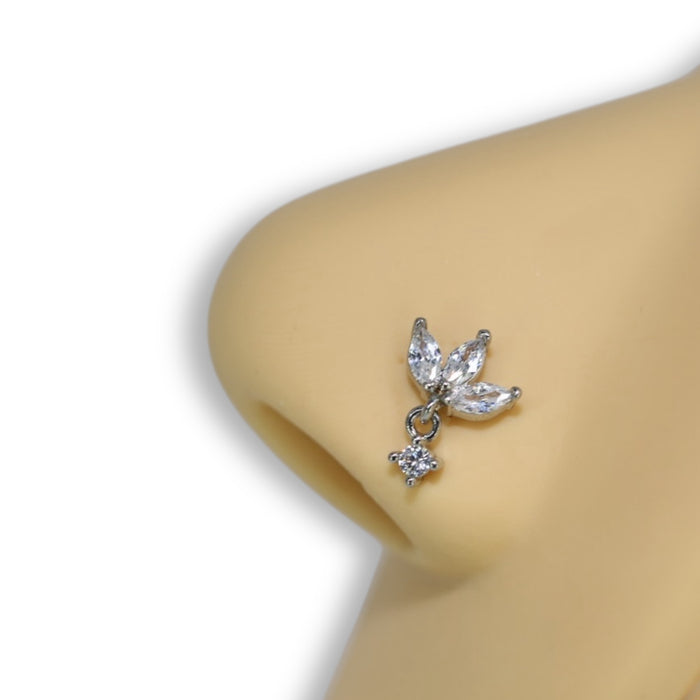 Piercing Nez Fleur Cristal doré – Acier Inoxydable ✨