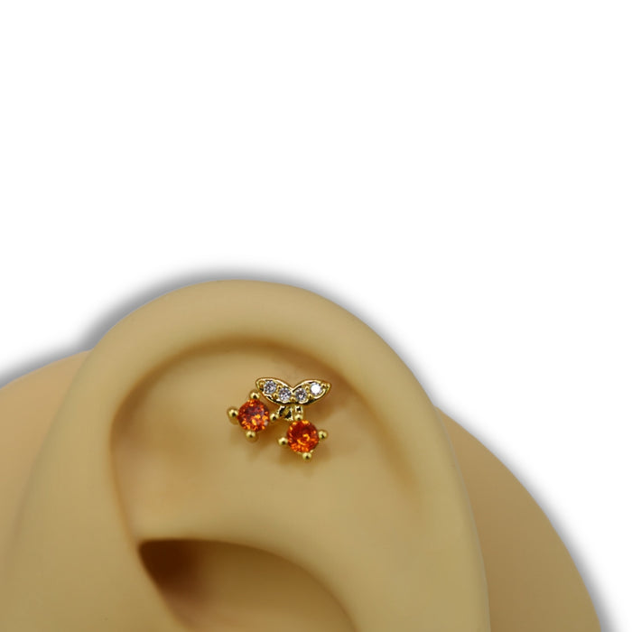 Piercing Cerise Strass – Acier Inoxydable ✨