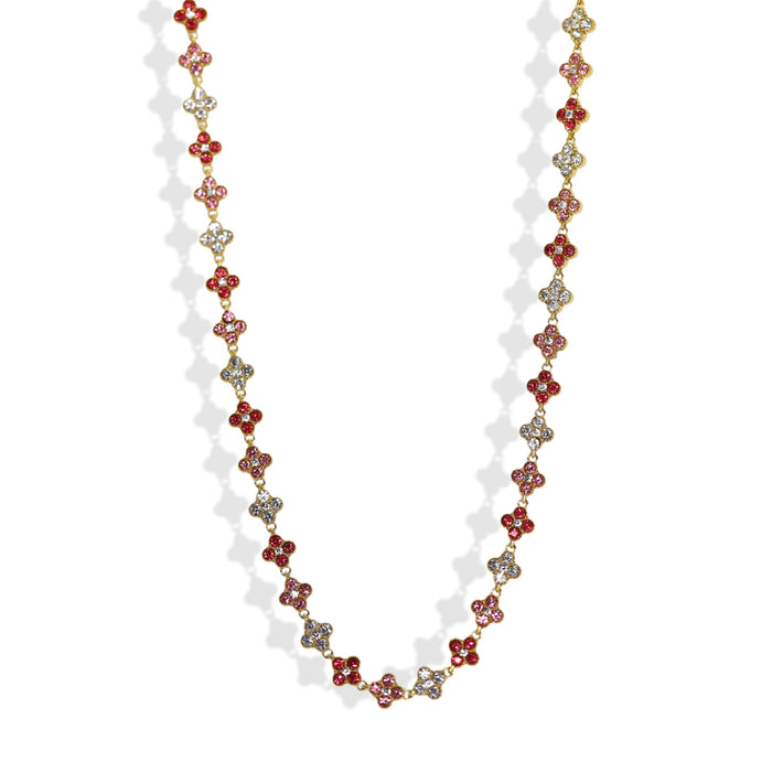 Collier tennis trèfle en acier inoxydable – trio rose ✨