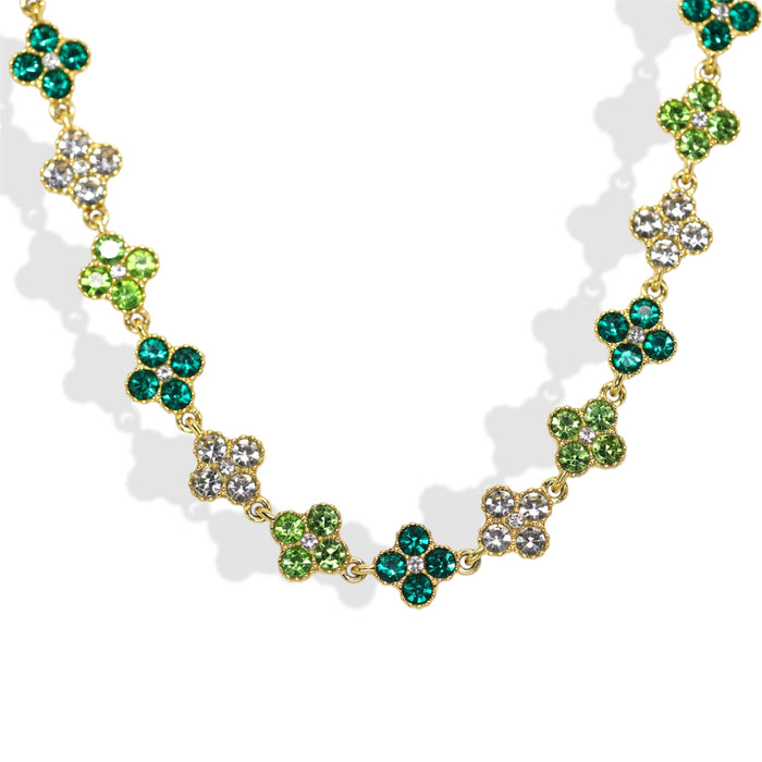 Collier tennis trèfle en acier inoxydable – trio vert ✨