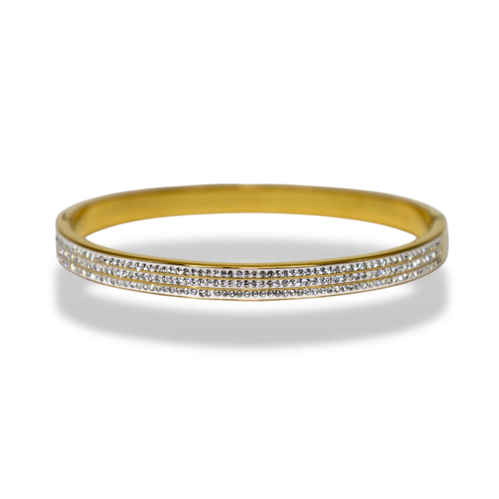 Manchette argentée à 3 lignes de zirconium – Élégance et éclat intemporel ✨