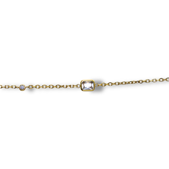 Bracelet raffiné – Pierre rectangulaire cristalline ✨