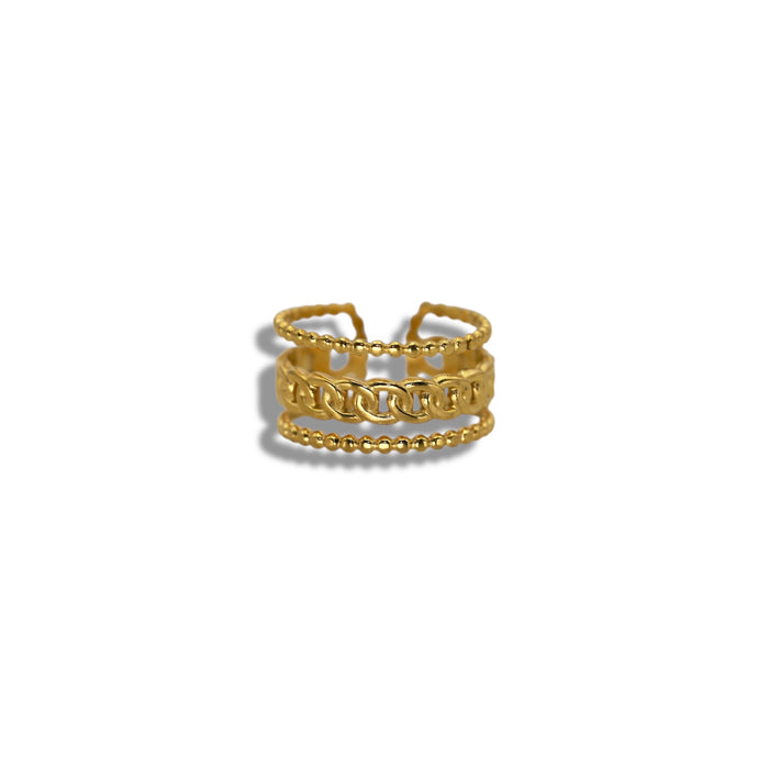 Bague dorée ajustable en acier inoxydable ✨