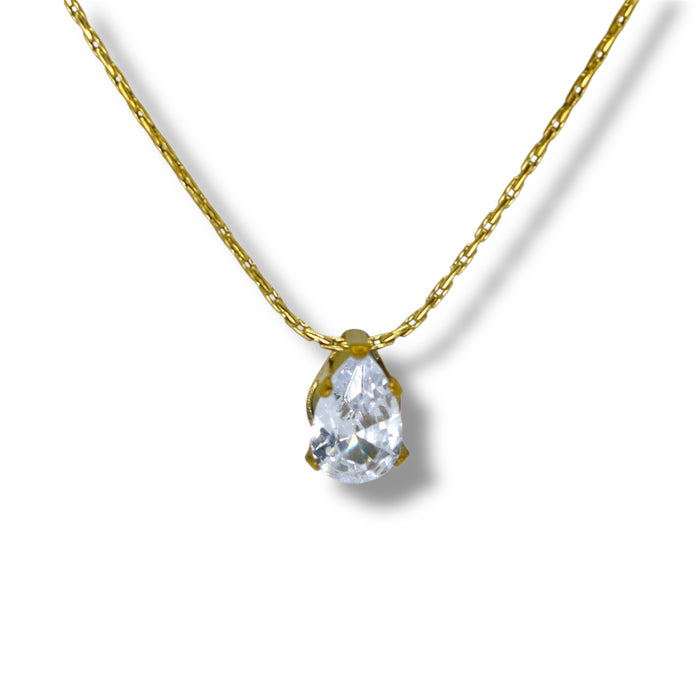 Collier Argent goutte en zirconium – Acier inoxydable ✨