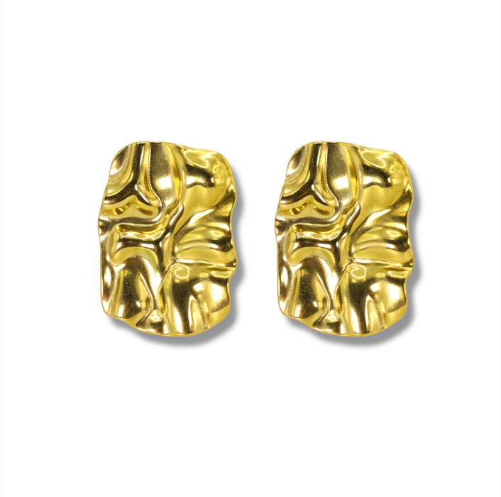 Boucles d’oreilles dorées Effet froissé - Acier Inoxydable ✨