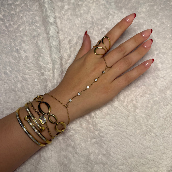 Bague dorée ajustable en acier inoxydable ✨