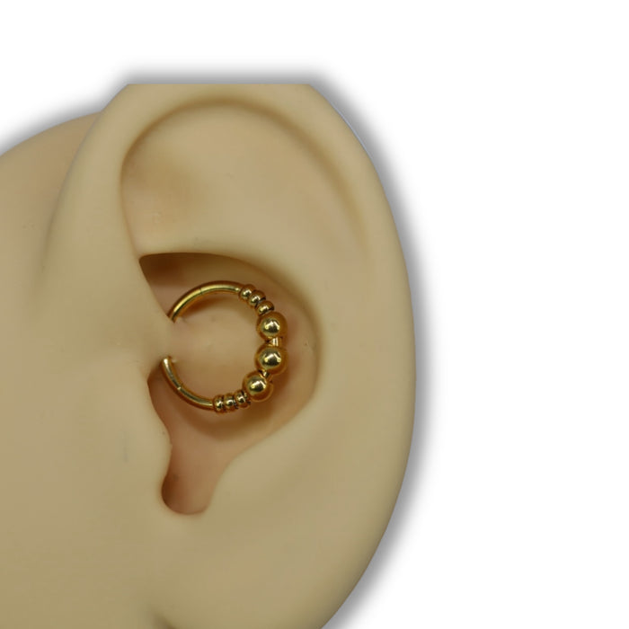 Piercing Anneau Perlé Clipsable en Acier Inoxydable Doré ✨