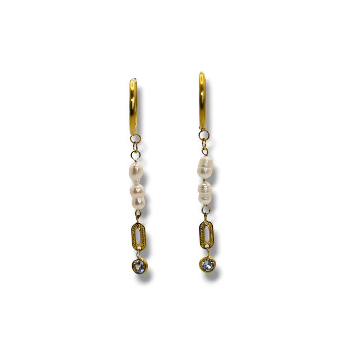 Boucles d’oreilles créoles dorées – Véritables perles de culture de l’île Maurice 🇲🇺