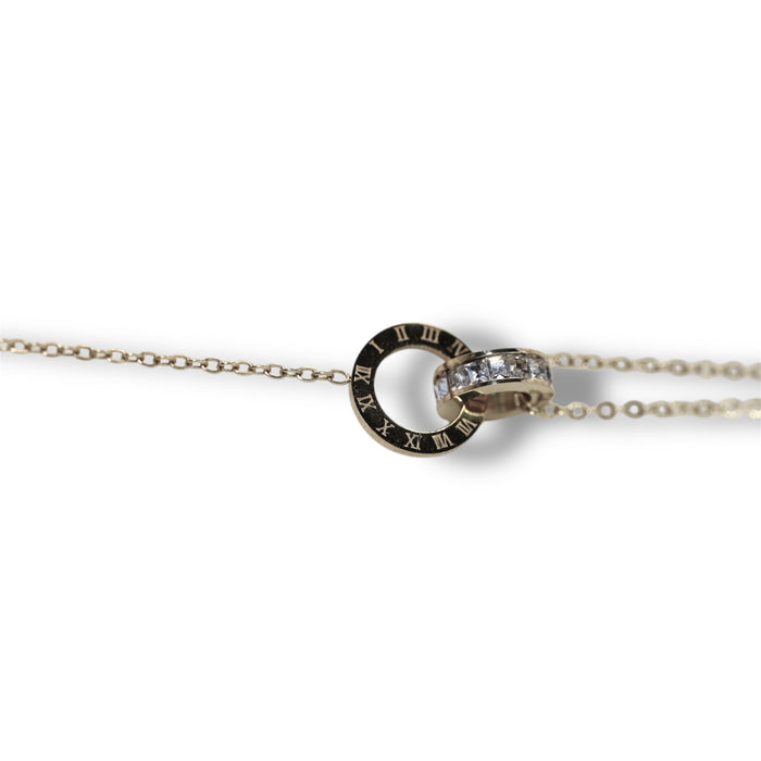 Bracelet raffiné – Anneau gravé & cercle zirconium ✨