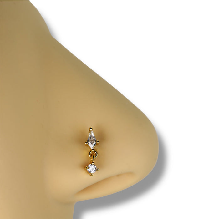 Piercing nez doré avec petit pendentif mobile - Acier Inoxydable ✨