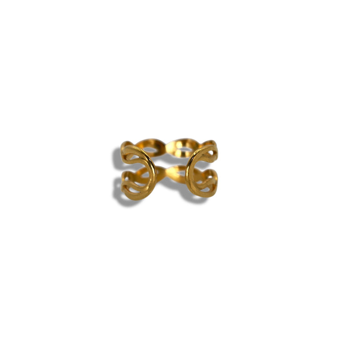 Bague dorée ajustable en acier inoxydable ✨