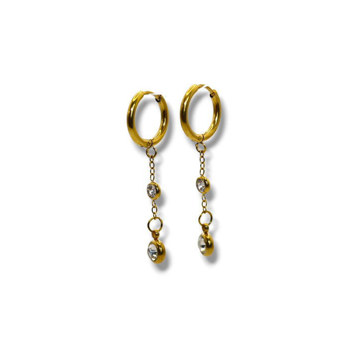 Boucles d’oreilles créoles dorées – Cristaux scintillants ✨