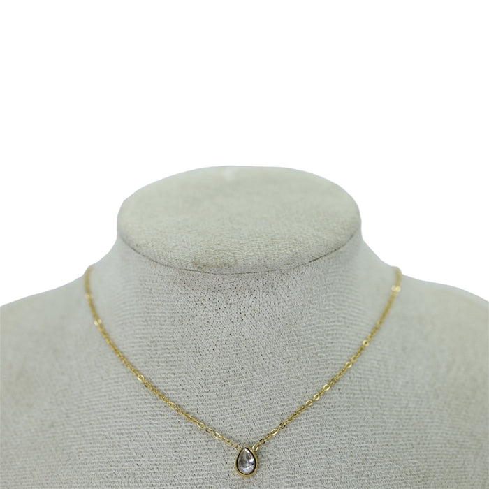 Collier Or petite goutte de zirconium - Acier Inoxydable ✨