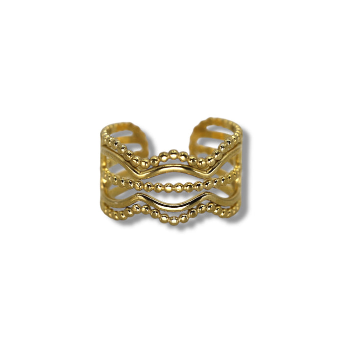 Bague dorée ajustable en acier inoxydable ✨
