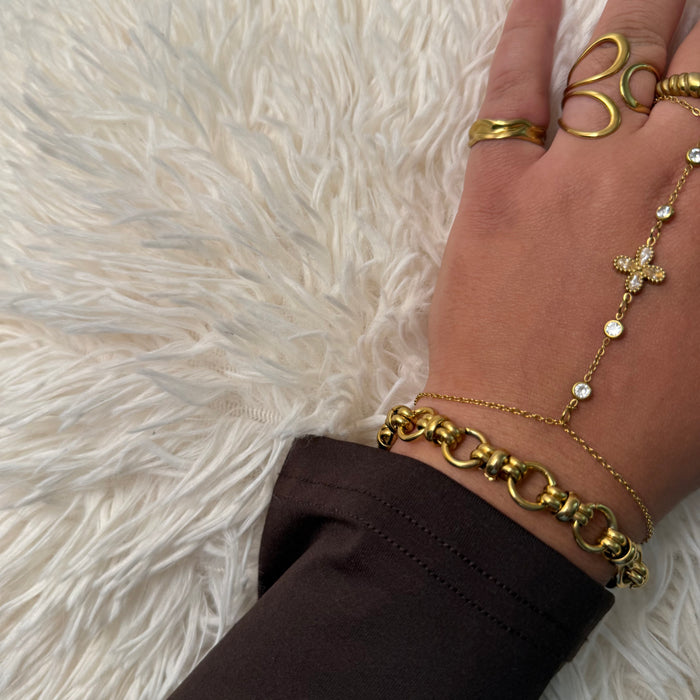 Bracelet maille ronde dorée en acier inoxydable ✨