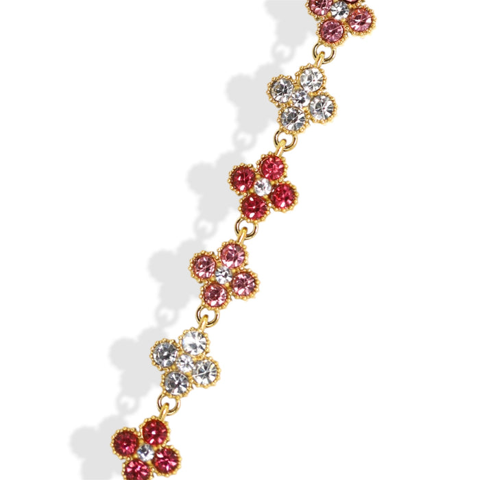 Collier tennis trèfle en acier inoxydable – trio rose ✨