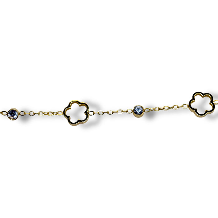 Bracelet doré – Fleurs ajourées & zirconium scintillant ✨