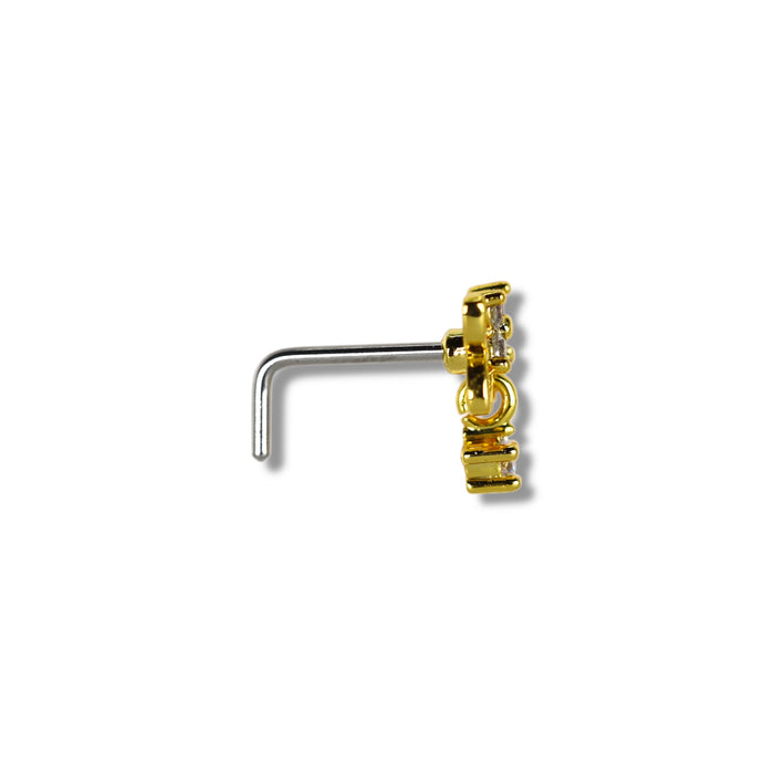 Piercing nez doré avec petit pendentif mobile - Acier Inoxydable ✨