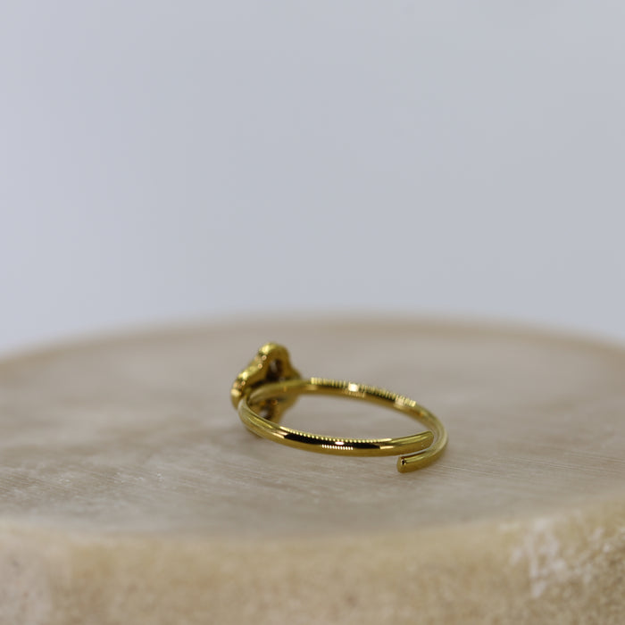Bague trèfle dorée ajustable avec pierres en zirconium en acier inoxydable ✨
