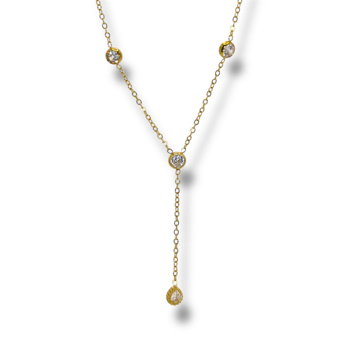 Collier sautoir doré plongeant – Zirconium délicats ✨