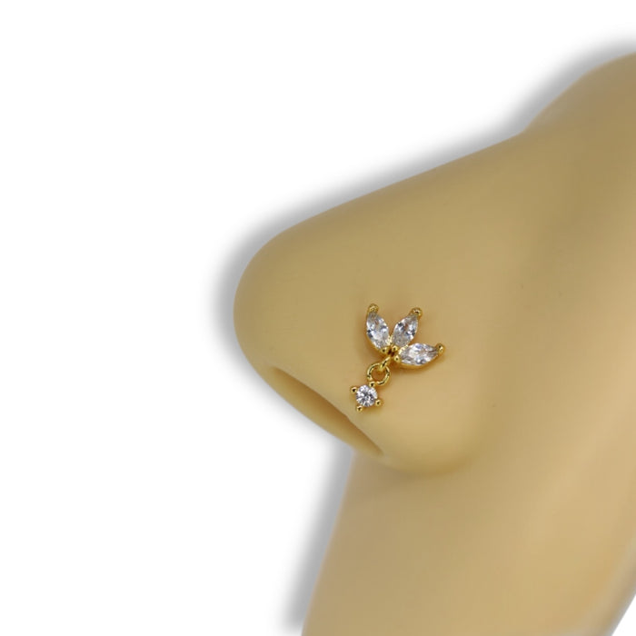 Piercing Nez Fleur Cristal doré – Acier Inoxydable ✨